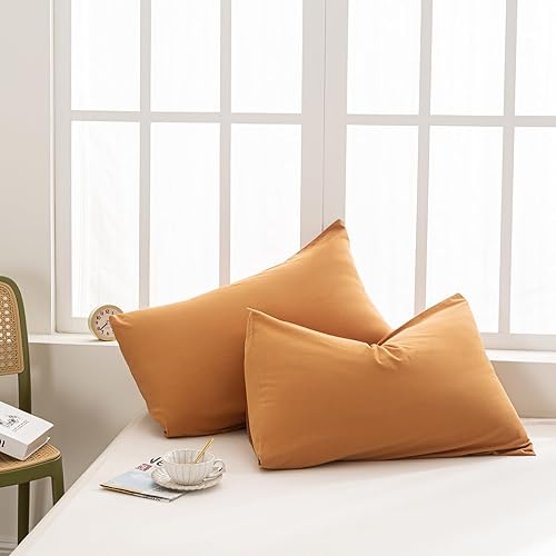 Miniatura 5 de Funda de edredón naranja quemado, tamaño Queen, 100% algodón lavado con textura similar al lino para todas las estaciones, juego de ropa de cama