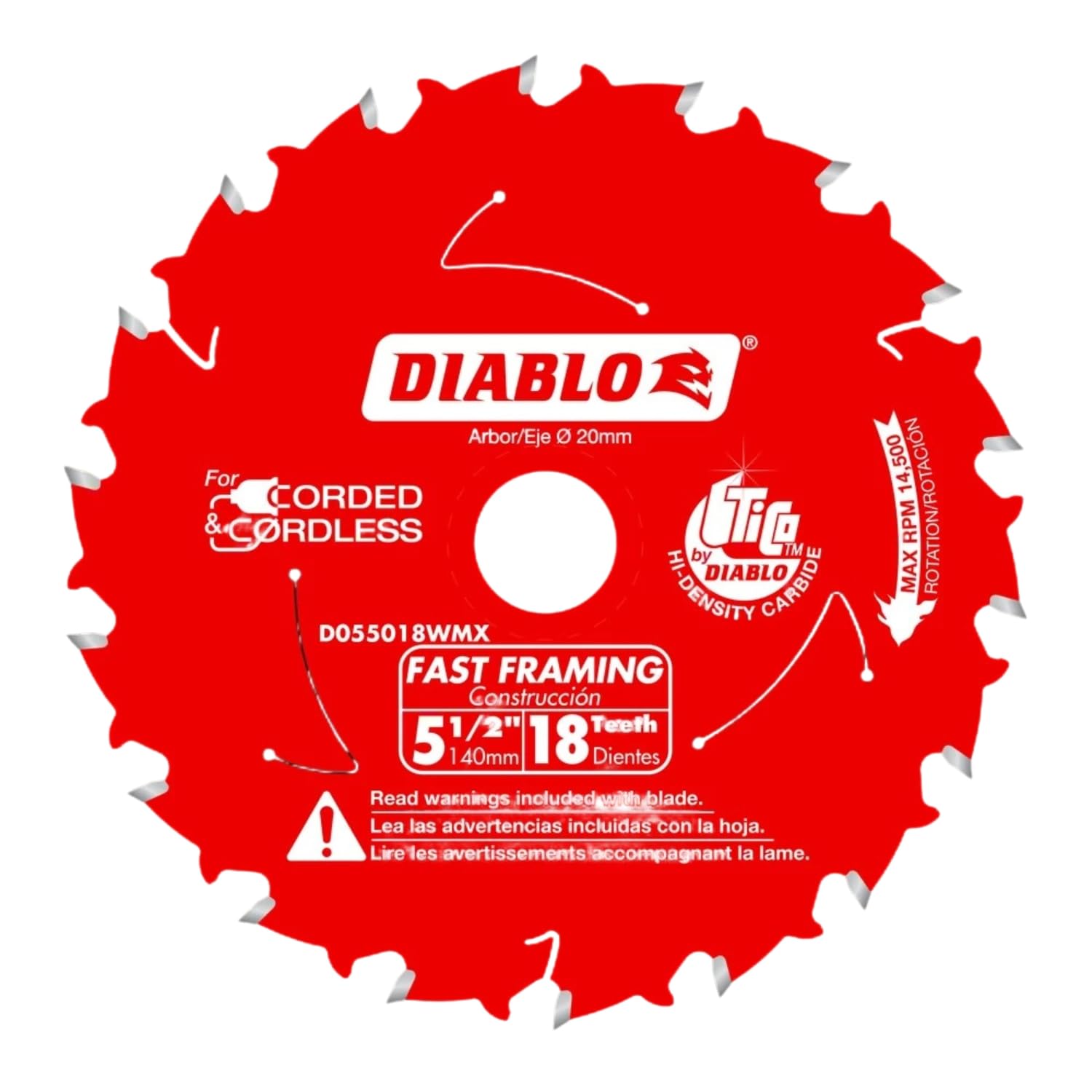 D055018WMX Fast Framing Trim Saw Blade 5-1/2" 18T