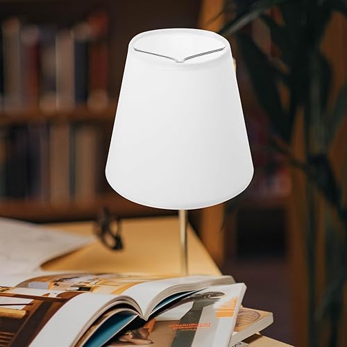 Miniatura 4 de Uonlytech Pantalla de tambor de tela, pantalla de tambor mediano, pantalla de lino con clip, cubierta de luz, reemplazo para lámpara de mesa y luz