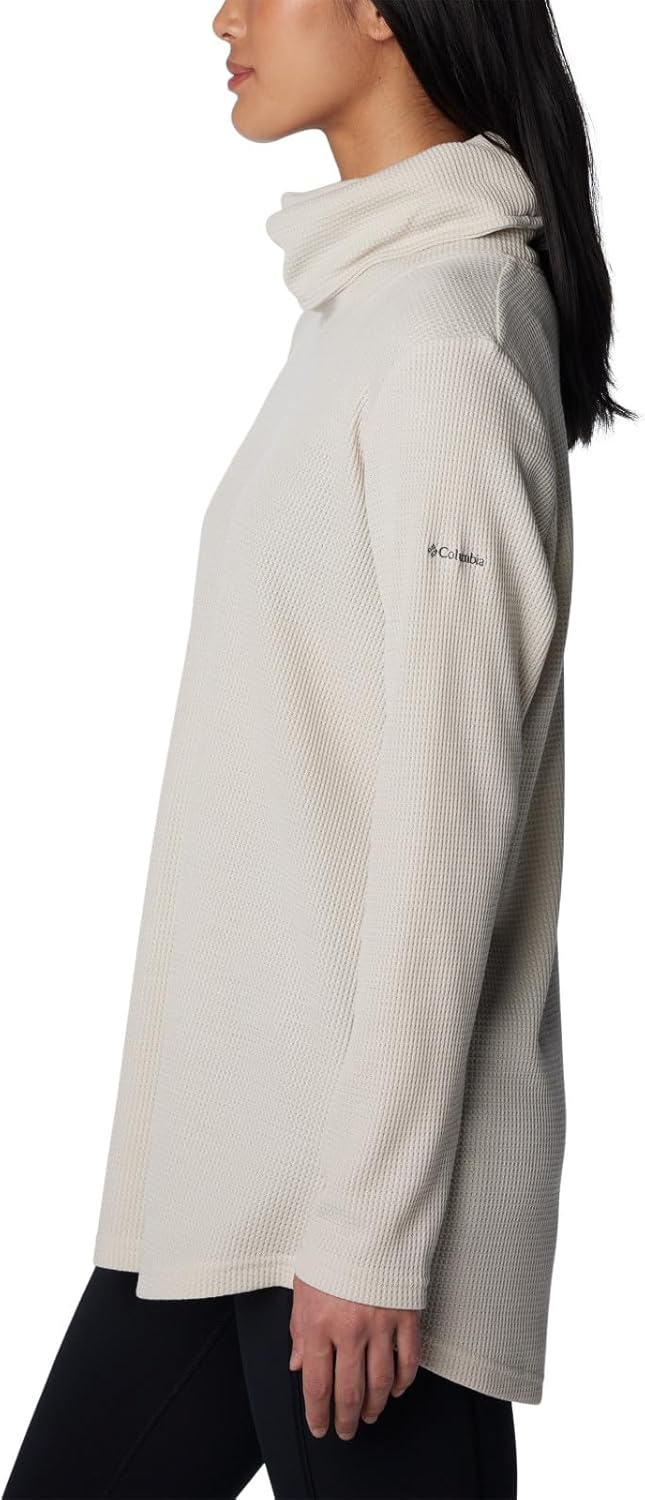 Columbia Womens Holly Hideaway Waffle Cowl Neck Pullover, Dark Stone, 1X - Image 3