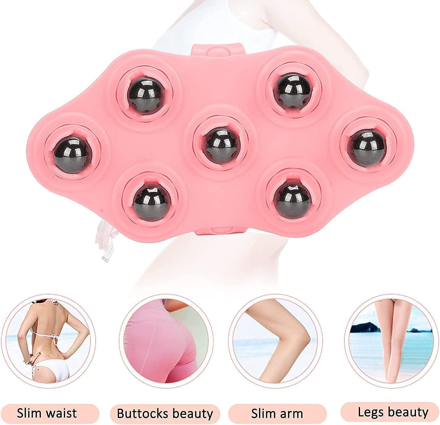 RIVAAN's Palm Shaped Massage Glove, a portable manual massager with 7x 360-Degree magnetic roller balls for a deep tissue massage, for relieving muscle pain of the entire body (Pink - 1 Pcs) RIVAAN's Palm Shaped Massage Glove, a portable manual massager with 7x 360-Degree magnetic roller balls for a deep tissue massage, for relieving muscle pain of the entire body (Pink - 1 Pcs)
