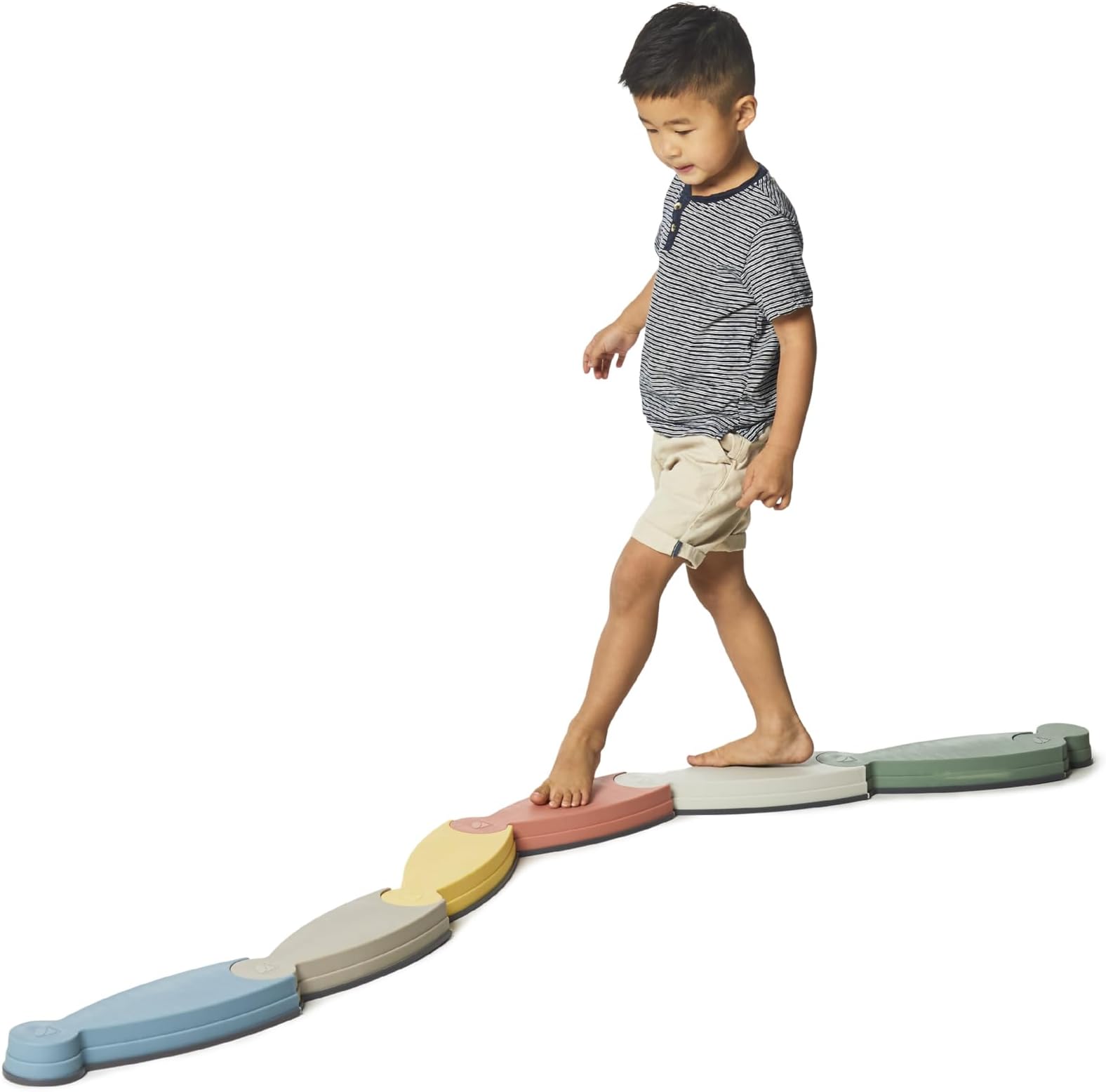 GONGE River Balance Course Set - 7 Elements for Gross Motor Skills Development, Multiple Path Creations - Safe and Sturdy - Ages 2+, Nordic