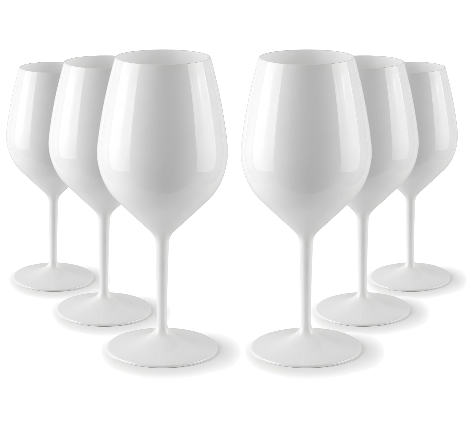 Lot de 6 gobelets blancs en plastique de qualité supérieure (Tritan), 51 cl, passent au lave-vaisselle, incassables, sans BPA