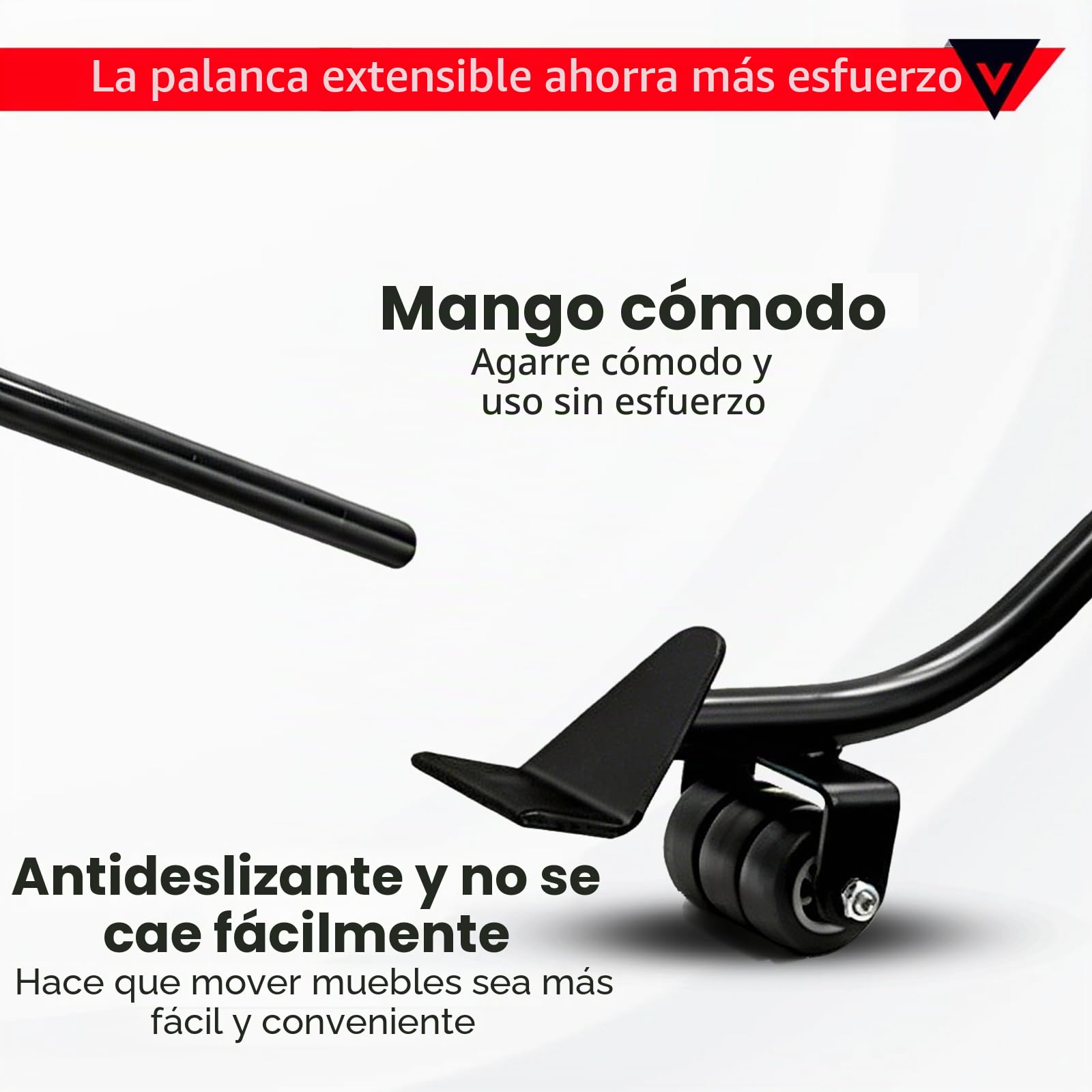 Juego de Elevador de Muebles, Ruedas para Mover Muebles con Barra de Extensión de 630 mm, 4 Ruedas 360 Grados para Muebles, Carga Máxima 500 kg, para Mover Refrigeradores, Sofás, Lavadoras, etc.