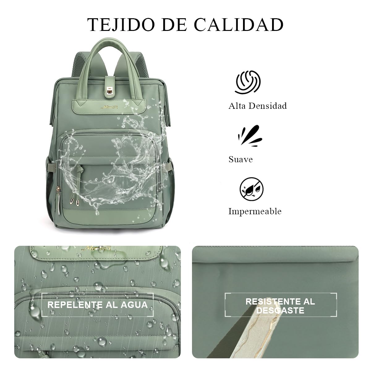 SONARIN Elegante Casual Mochila de Pañales para Bebé,Multifuncional Impermeable Bolsa de Pañales Bolso Cambiador de Viaje Portátil con Bolsillos Aislados Biberones(Beis)