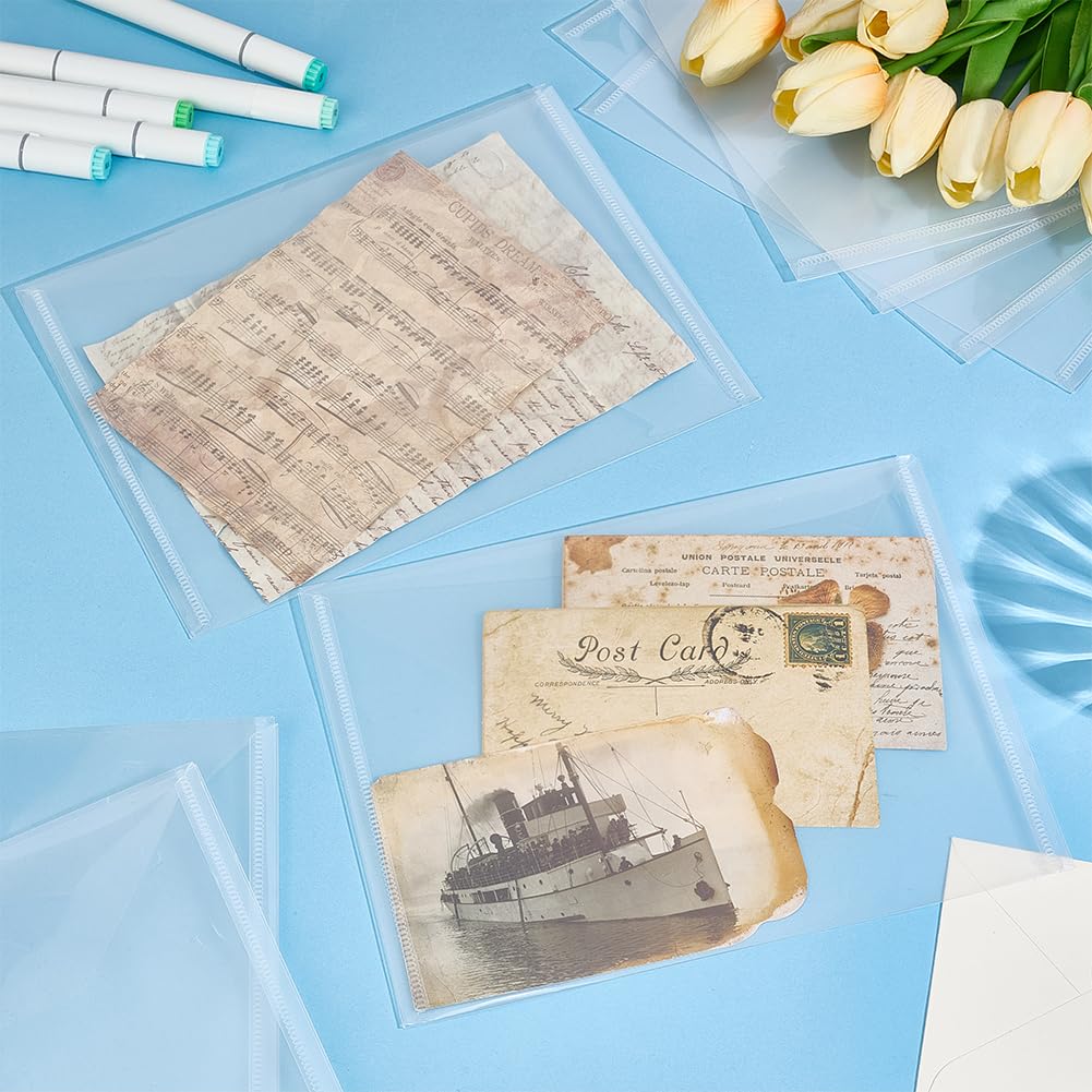 GORGECRAFT 30pz 24 x 18cm Sacchetti Riporre Timbri Fustelle in Plastica Trasparente Richiudibile Album Timbri Custodia Sigilli Timbri Buste Tasche Fustelle Stencil Carta Biglietti Scrapbooking