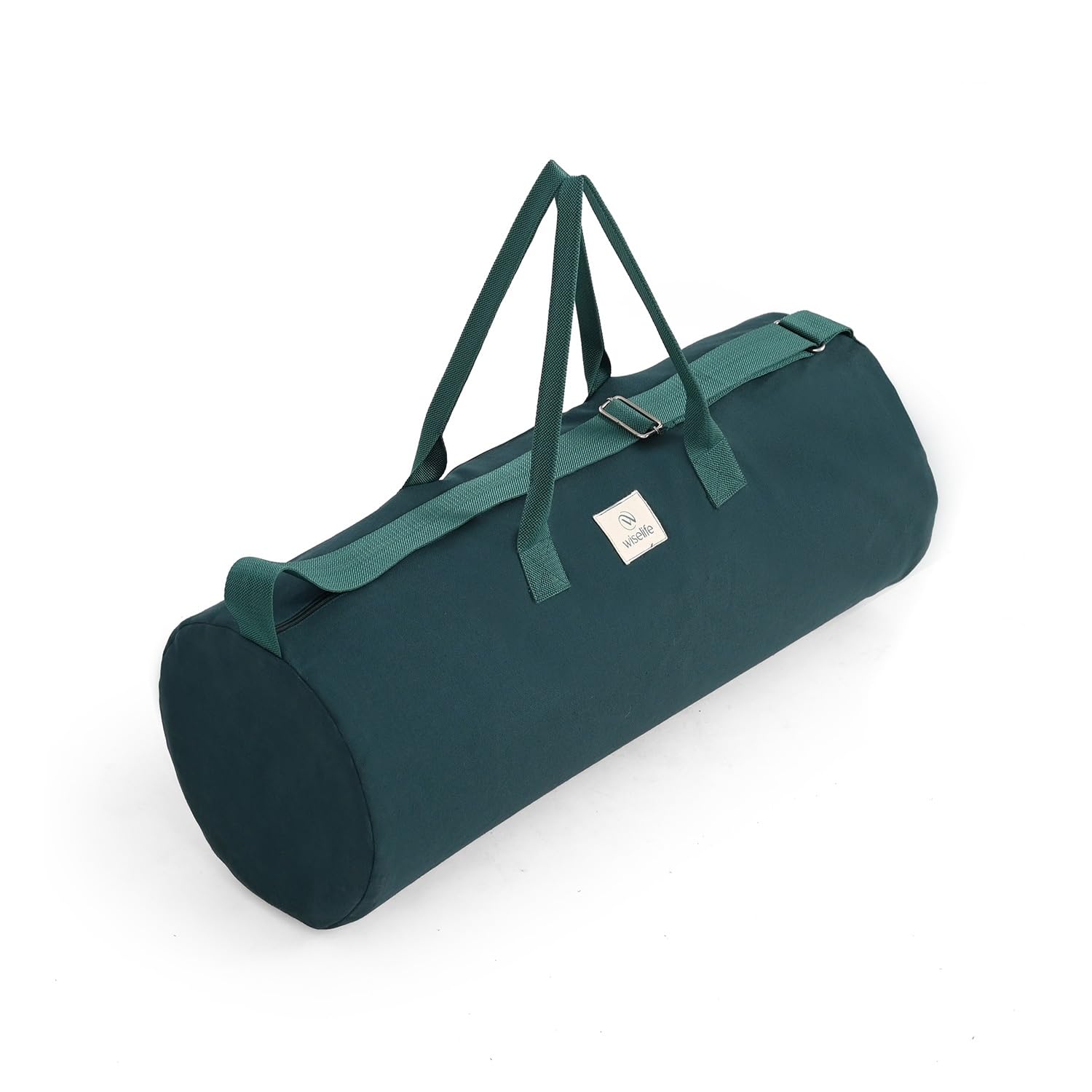 Wiselife Yoga Mat Bag for XL Mats – Green | Durable Cotton Canvas, Full Zip Closure, Adjustable Strap, Spacious Side Pocket | Yoga Mat Carry Bag for Men & Women-image-12