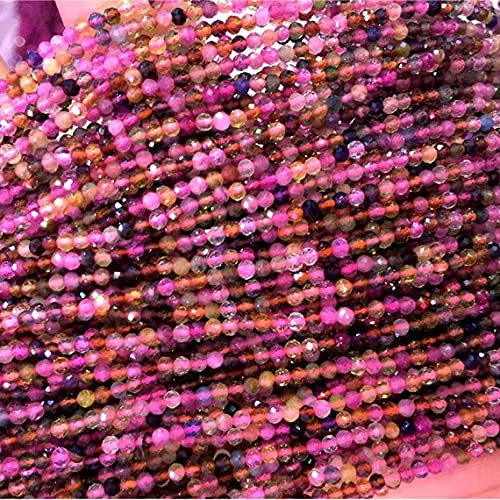 Tourmaline multicolore naturelle en perles rondes facettées de 2mm pour création de bijoux LKBEADS