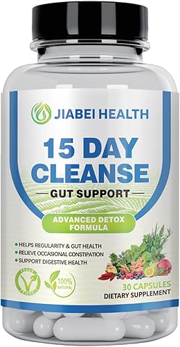 15 Day Cleanse, Gut and Colon Support Capsules, Intestinal Detoxification and Cleansing, Relieve Abdominal Pain, Bloating, and discomfort