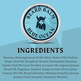 Striking Viking Beard Balm for Men - Leave in Beard Conditioner - Styling Balm Made with Naturally Derived Beard Butter, Argan & Jojoba Oils (2 Ounce (Pack of 1), Blue Ocean)