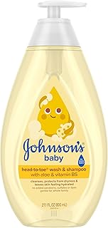 Johnson's Baby Head-To-Toe Baby Wash & Shampoo + Aloe & Vitamin B5, 2-in-1 Bath Wash Gently Cleanses Newborn's Delicate Sk...