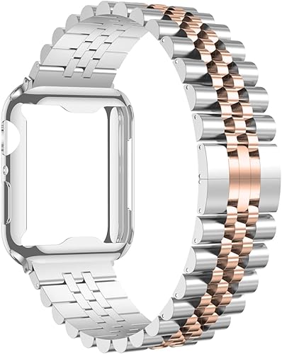 Miniatura 1 de baozai Correa de metal con funda compatible con Apple Watch de 3840411.654 in Series 344451.654 in Series 101.811 in, funda protectora de pantalla