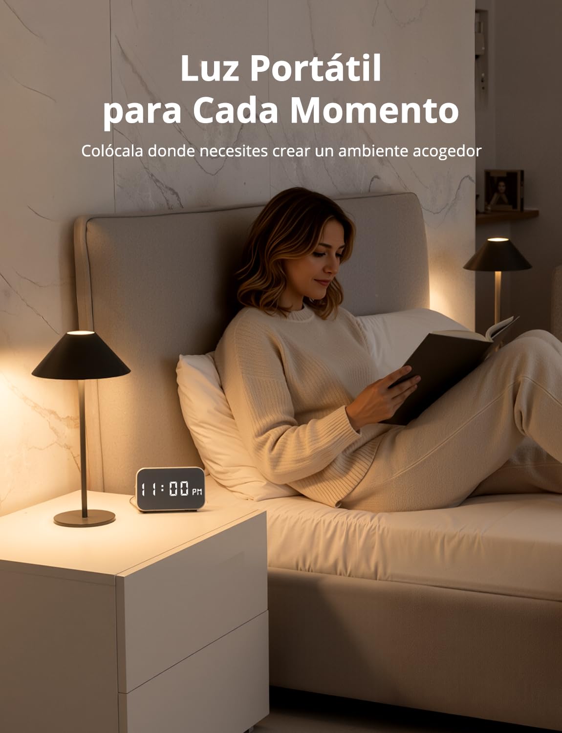 Bojim Lamparas de Mesita de Noche Mesa Sin Cable, Lámparas LED Recargable con USB Inalambrica, Lamps Luz Tactil Table de Bateria, Candeeiro para Exterior Portatil Interior, IP54, Metal, Gris