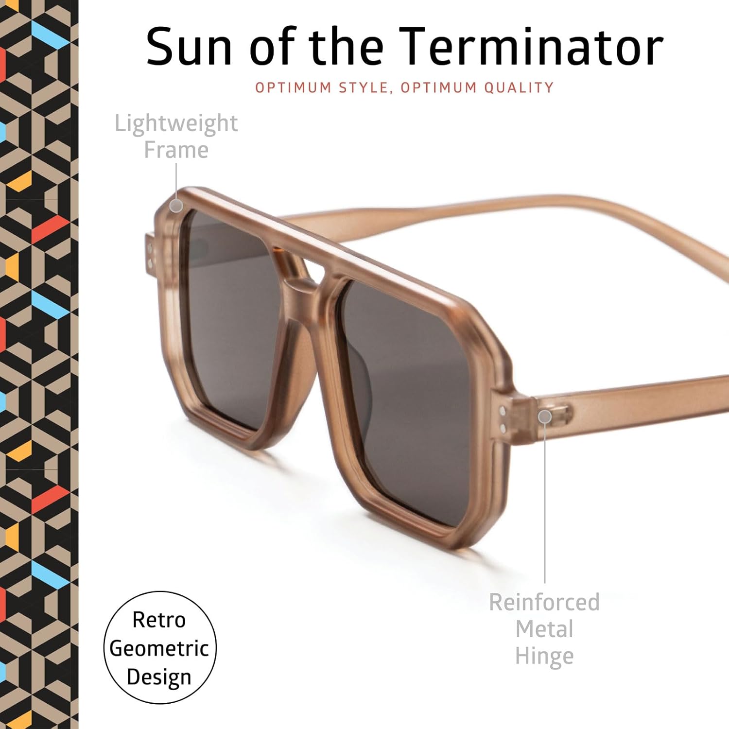 OPTIMUM OPTICAL Beige Rectangular Framed UV Protective Sunglasses for Women - Sun of the Terminator