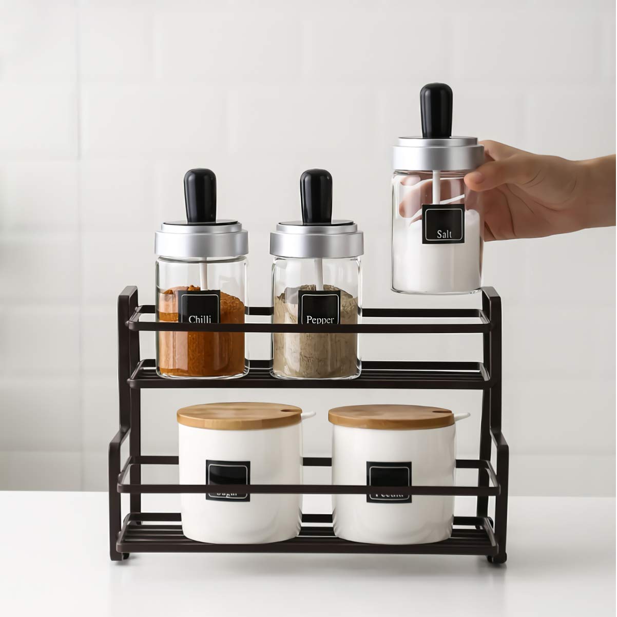Cabilock Étagère De Rangement Gain De Place Porte-épices Organisateur De Petits Objets Pour Cuisine Étagère Pour Ustensiles De Rangement
