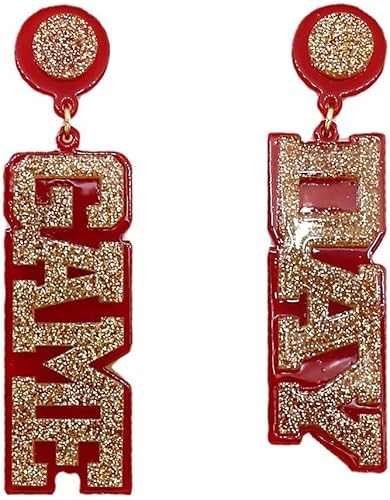 Aretes de acrílico para el día del partido, para mujer, para fútbol, rugby, béisbol, baloncesto, voleibol, equipo deportivo, espíritus deportivos,