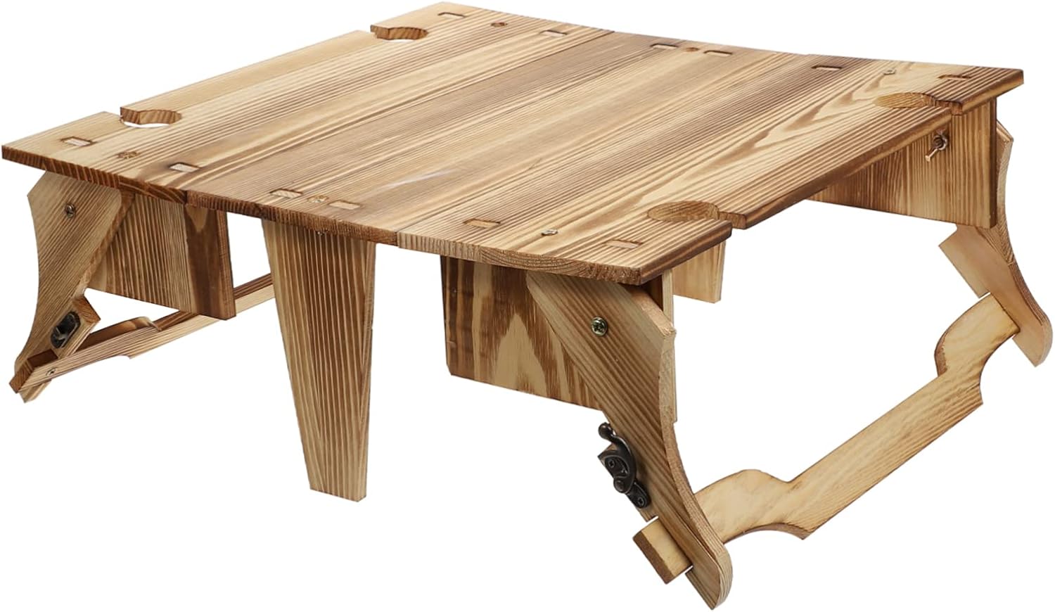 POPETPOP Portable Folding Wooden Table for Outdoor Use Lightweight and Multi-Functional for Camping and Picnics Space-Saving Design Storage Basket