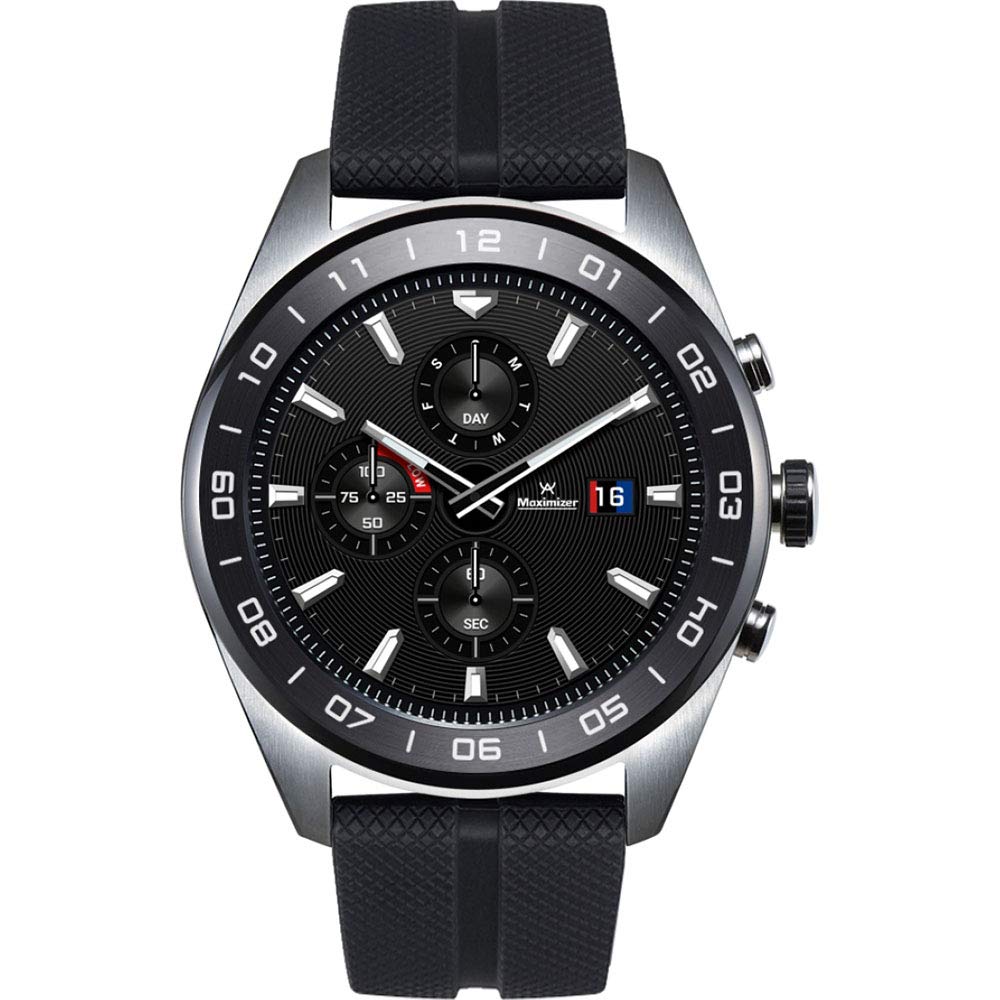 LG Watch W7 smartwatch with black dial and black strap.