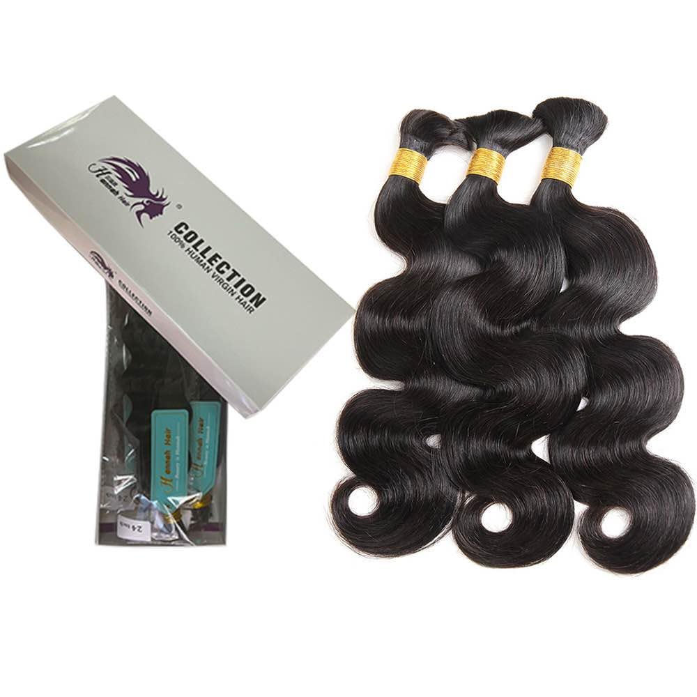 Body Wave Human Hair Bulk for Braiding 3 Bundles 150g 18 Inch Natural Black Knotless Braids Weft Free Hair
