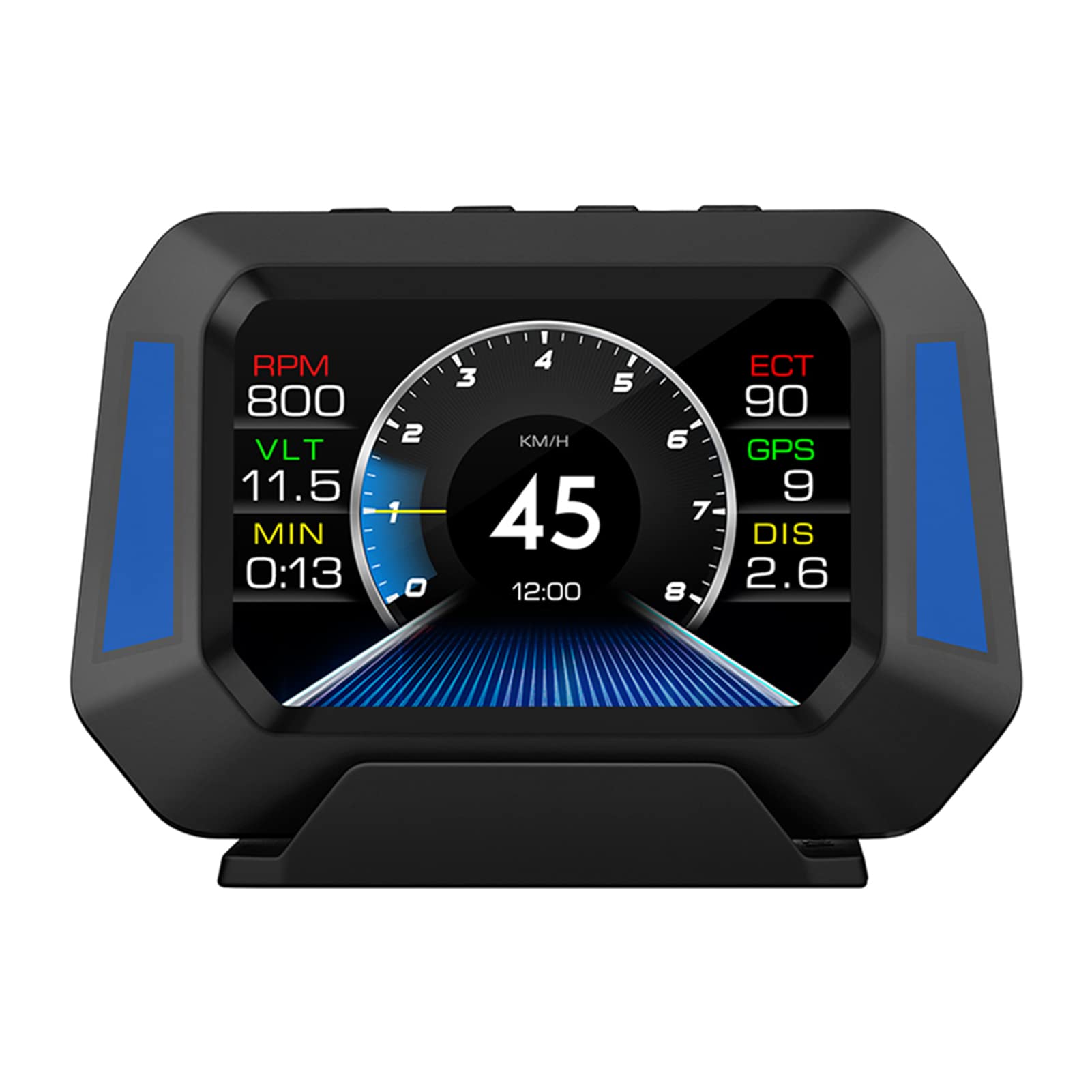 Geloo Car Head Up Display OBD2 GPS Gradiometer HUD Gauge 3in1 Multifuction Gauge Speed Speedometer Digital HUD Display OBD2+GPS+Slope Meter Mode Auto Diagnostic Tool for All Car Vehicles 3.5 Inch