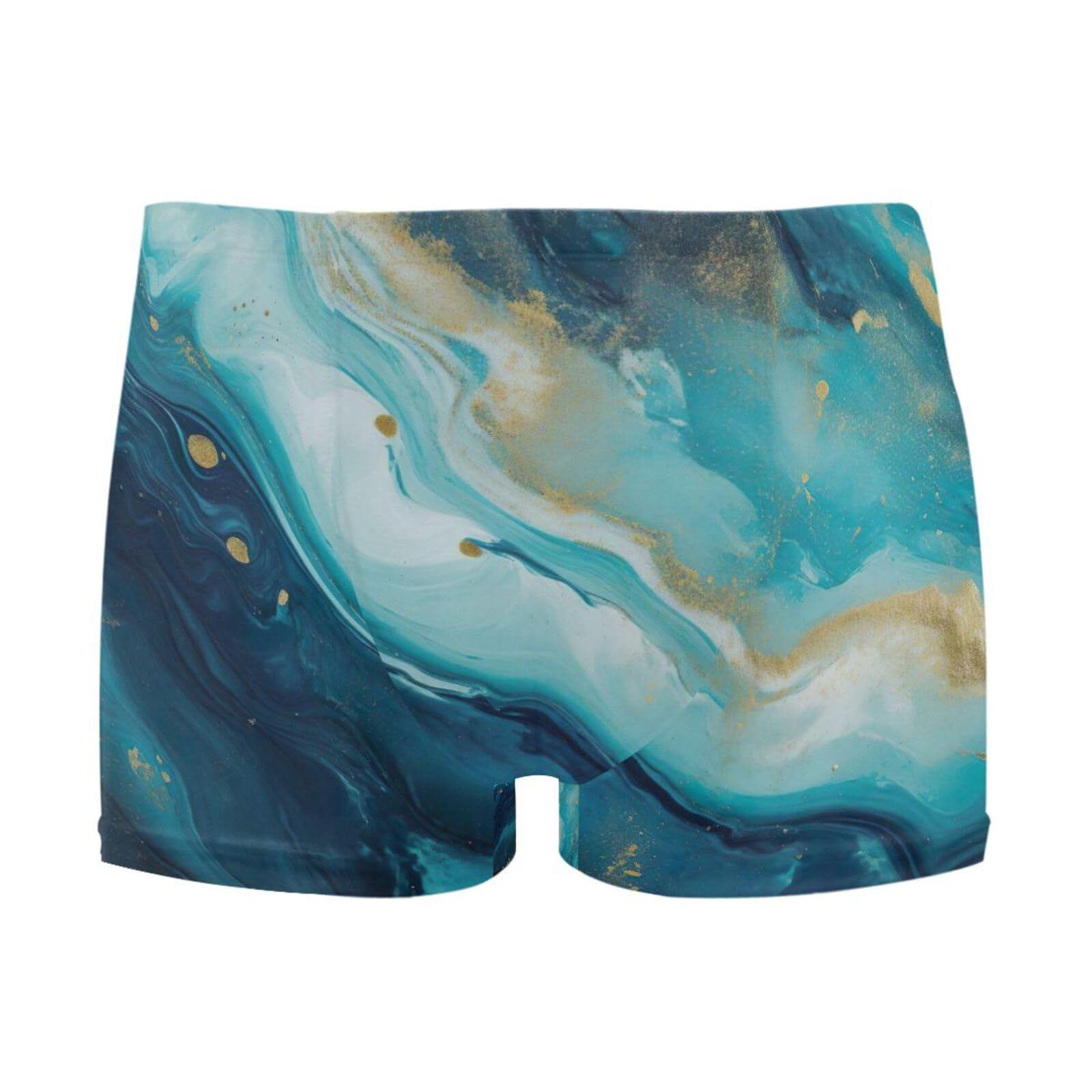 UMIRIKO Blue Teal Gold Marble Mens Swim Trunks Swimwear Bathing Suit Swim Brief Square Leg Board Short S-3XL 202b4109