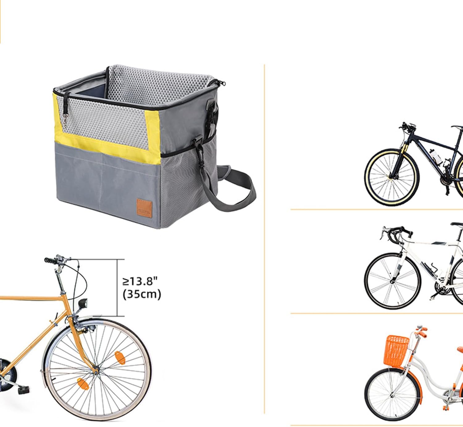 Bike Basket Quick Release Bicycles Small Pet Dog Carriers Detachable Bag for Grocery Picnics Shopping Cycling Pet Carriers Bicycles Bag