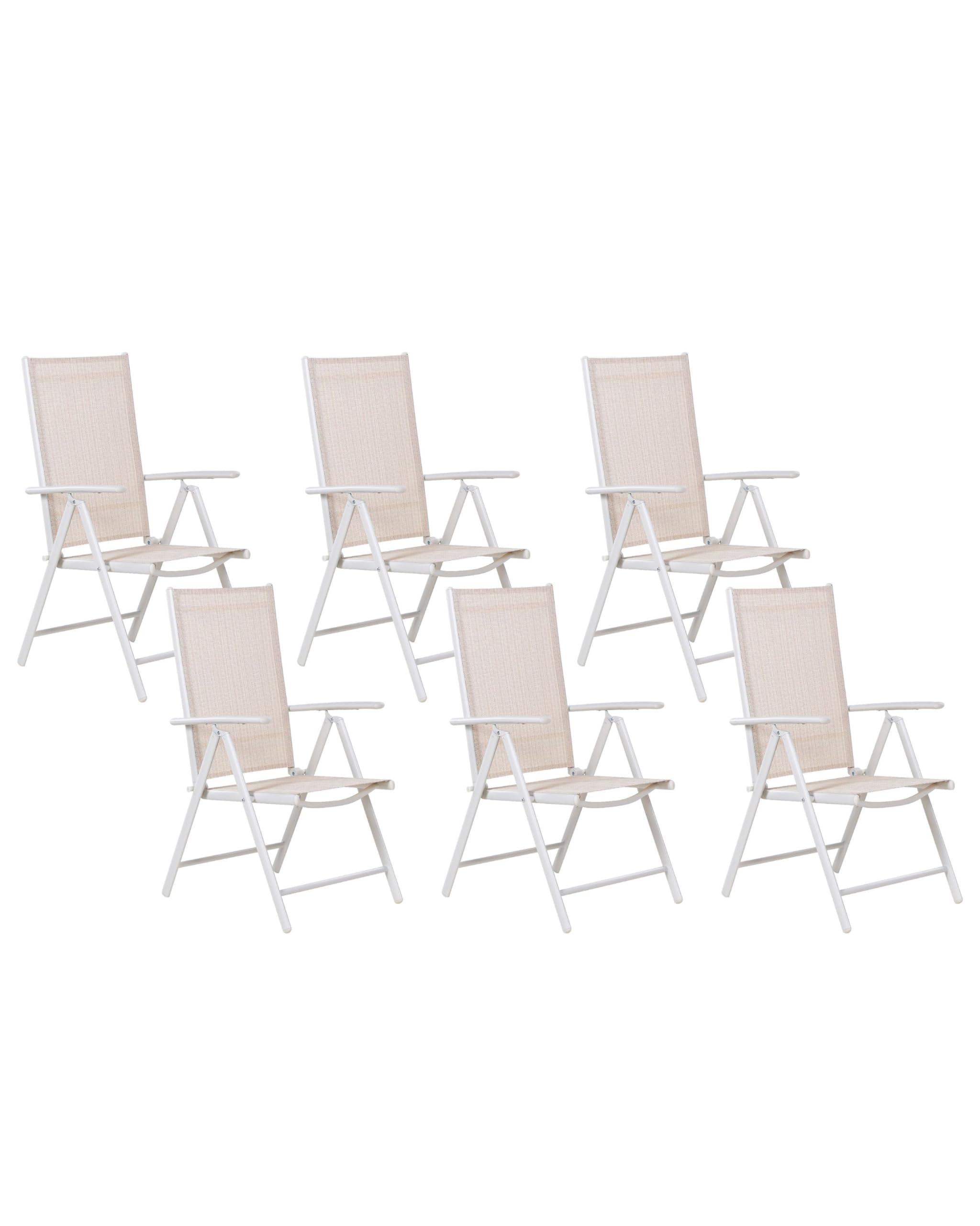 Chaise de jardin haut de gamme Beliani Catania en alu et maille beige