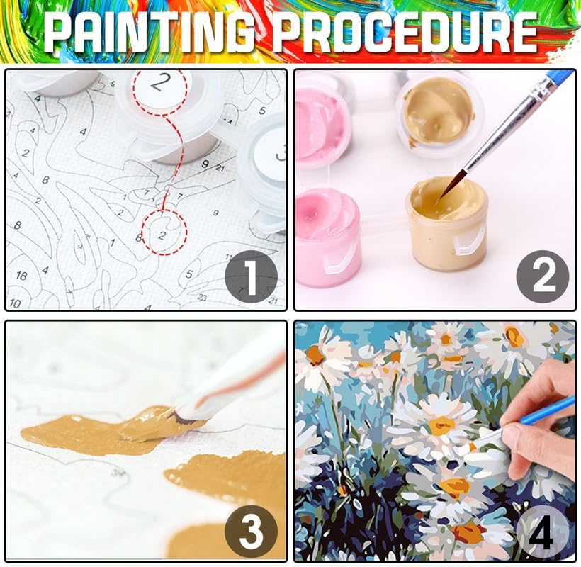 Miniatura 5 de Yomiie Kits de pintura por números para adultos, kits de pintura acrílica de lienzo de águilas, fácil de pintar por números para principiantes para