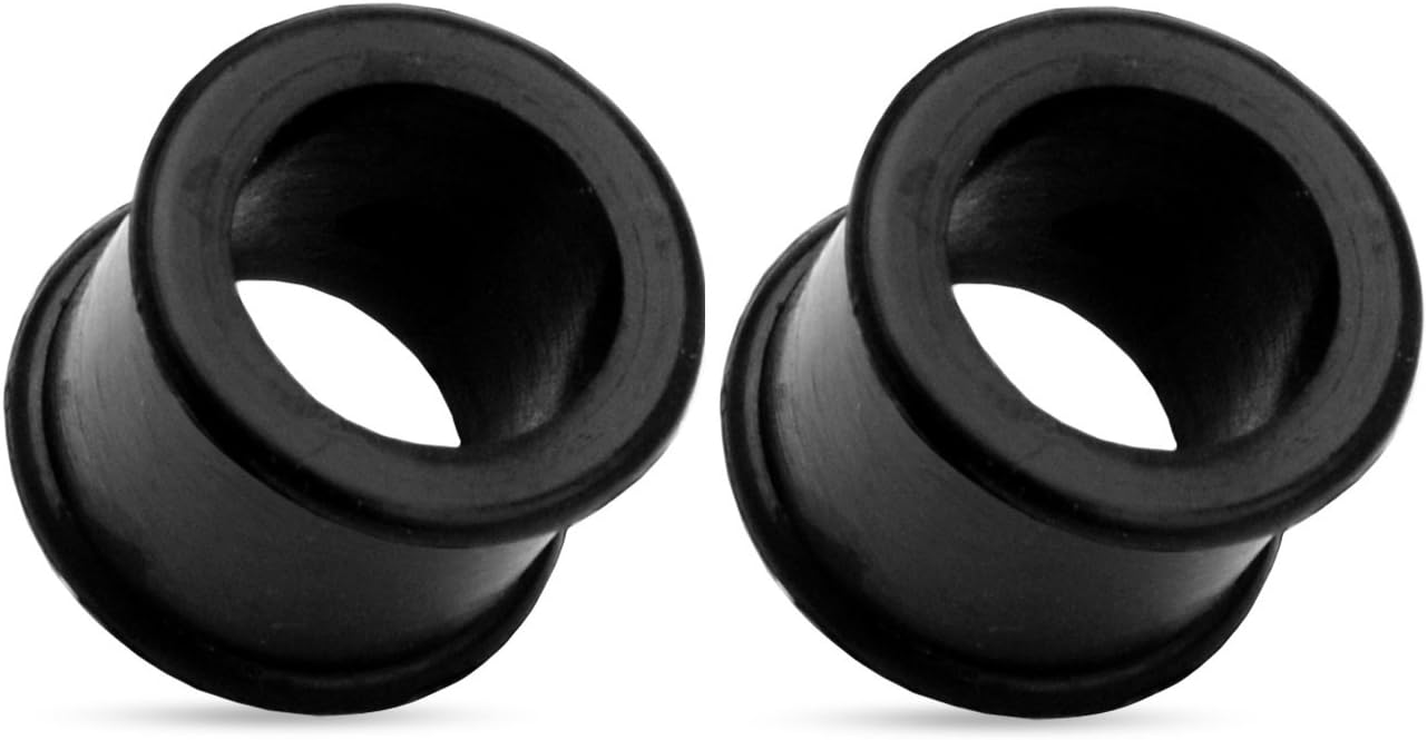 Pierced Owl - Ultra Soft Black Flexible Silicone Double Flared Tunnel Plugs, Sold as a Pair