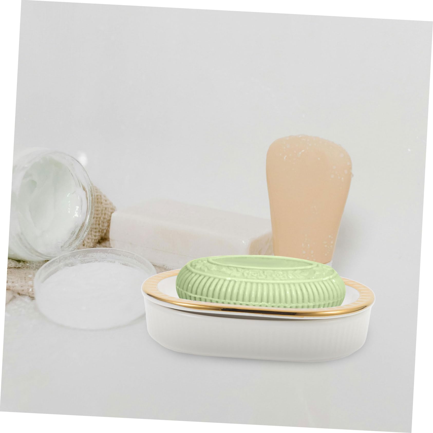 Amosfun 3 Piezas Jabonera de cerámica con Phnom jabonera autodrenante Decorativa autodrenante Drenaje cerámica Escurridor de jabón Bandeja Artículos para el hogar