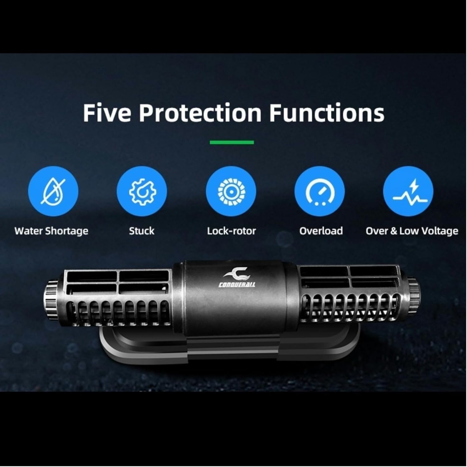 CONQUERALL Magnetic Powerhead 55W 35000L/H DC 24V Cross Flow Circulation Pump for 160 Gallon Freshwater Marine Wave Maker