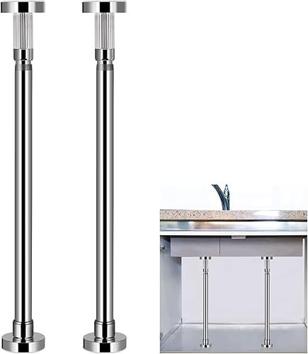 2 soportes de fregadero ajustables para montaje inferior, soporte de fregadero de acero inoxidable, sistema de instalación y reparación sin taladros