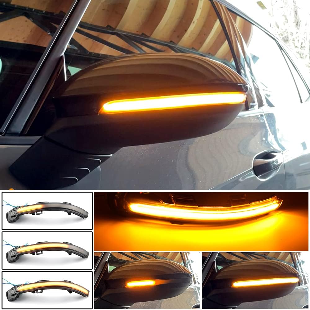 2pcs Dynamic Side Mirror Indicator Turn Signal Light Sequential Blink Compatible with VW Golf 8 GTI R GTE GTD MK8 2020 2021