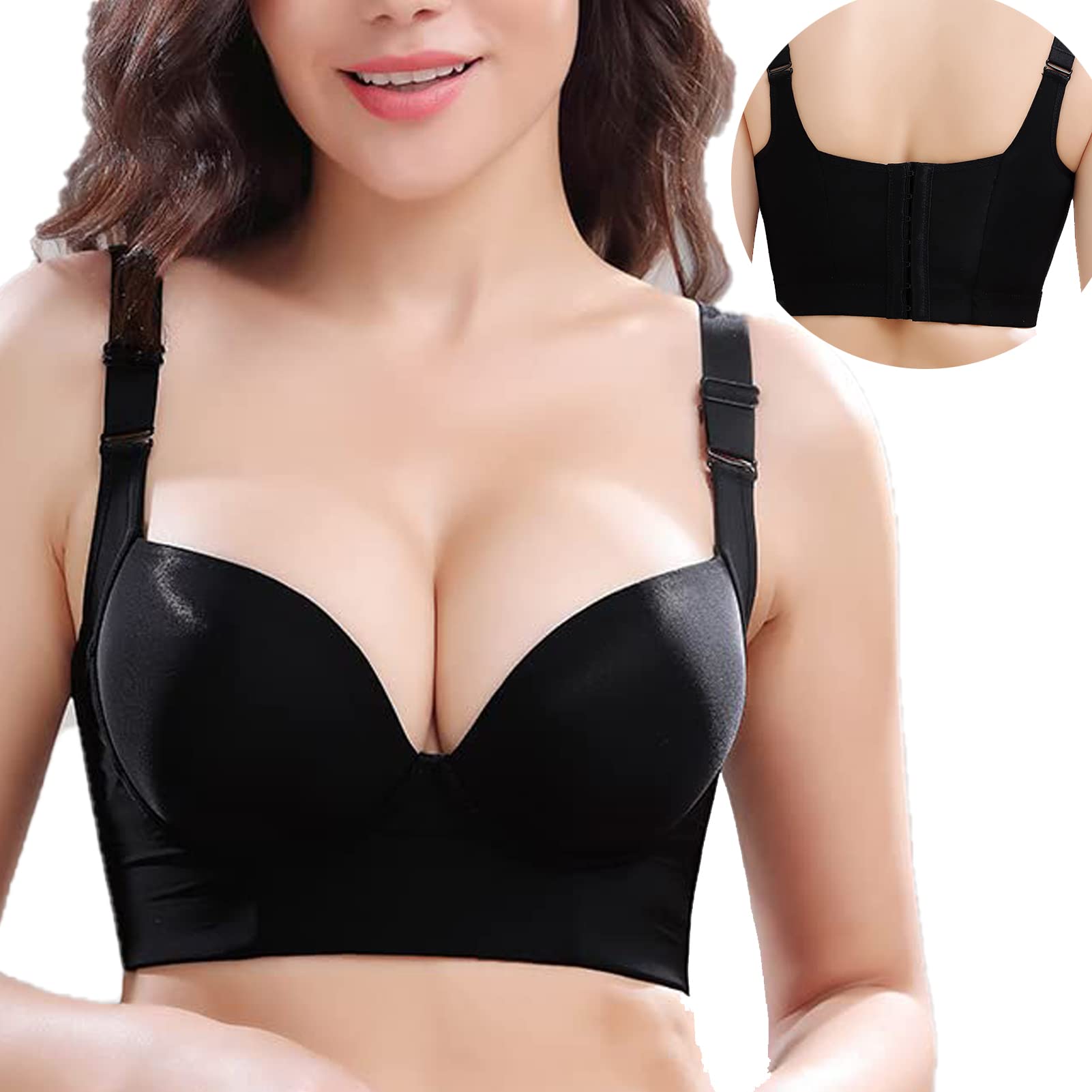 Koconh Deep Cup Bra Hide Back Fat with Shapewear Incorporated, Wairlady Bra Summer Push Up Bra