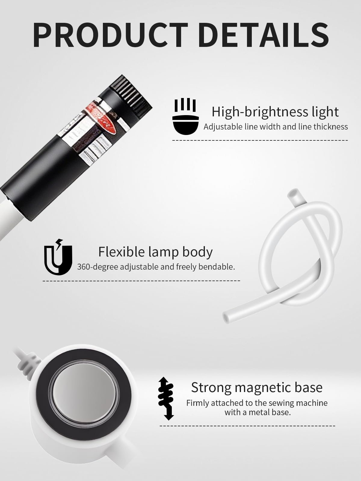 Magnetyczna lampka do pikowania do maszyny do szycia, laserowa piła ukośna, akcesoria do szwów, ścieg, prosta linia, czerwona, z dokładnym wyrównaniem, system znakowania prasy termicznej, lazer