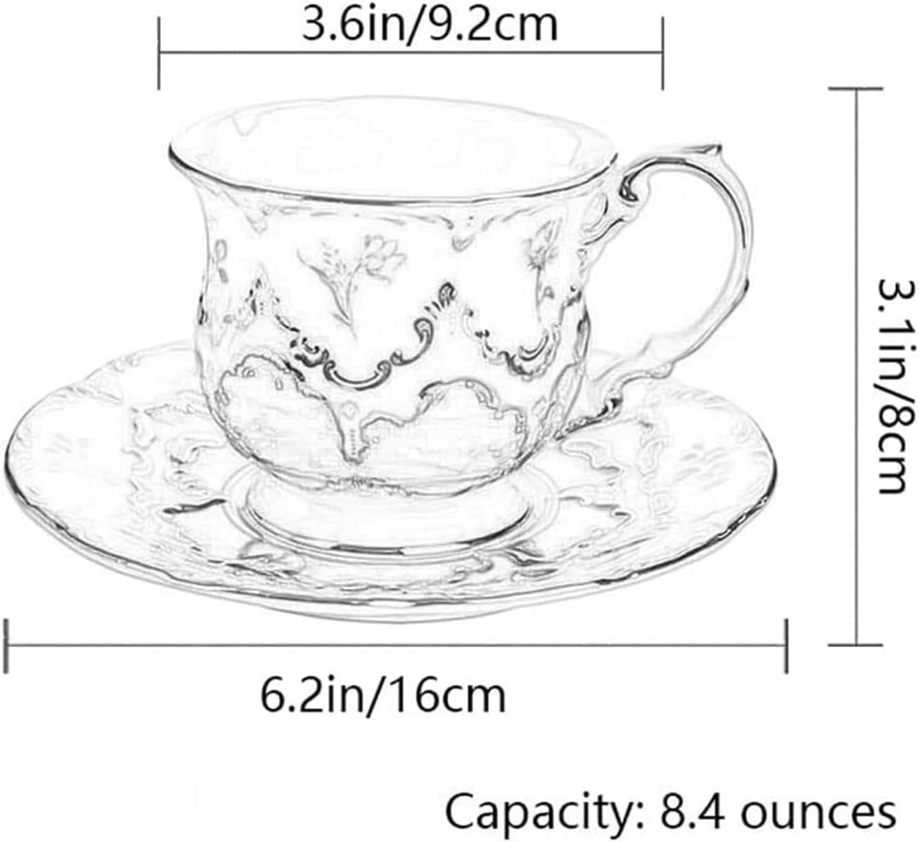 Zestaw Filiżanek Do Herbaty I Spodków, Filiżanka Do Kawy Ze Spodkiem, Filiżanka Do Herbaty 8,5 Uncji Ze Spodkiem I Łyżeczką, Porcelanowa Filiżanka Do Kawy Vintage Flower