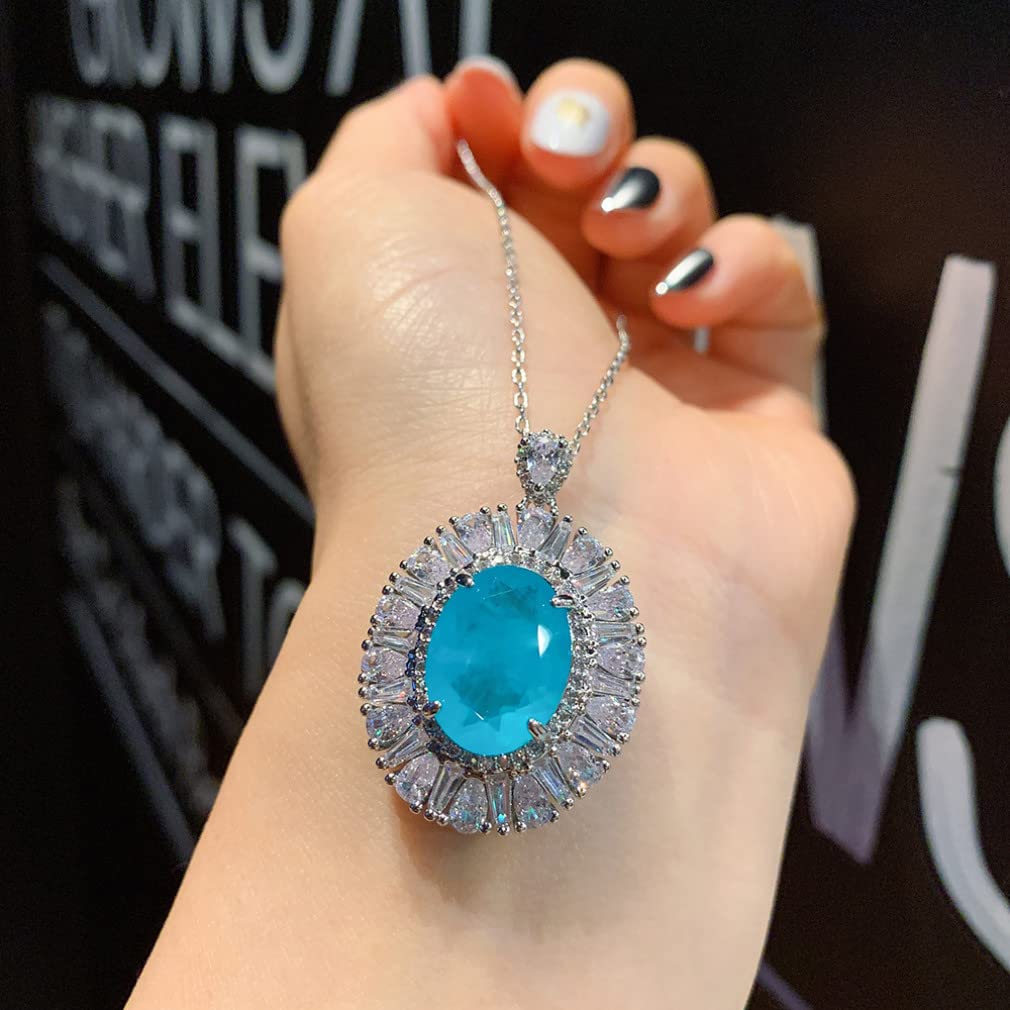 Collana con Ciondolo con Diamante Smeraldo e tormalina in Argento Sterling 925 12 * 16 mm per Gioielli da Sposa da Donna