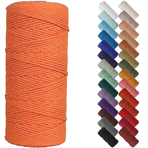 NOANTA Orange Macrame Cord 2mm x 220yards, Colored Macrame Rope, Cotton Rope Macrame Yarn, Colorful Cotton Craft Cord for Wall Hanging, Plant Hangers, Crafts, Knitting