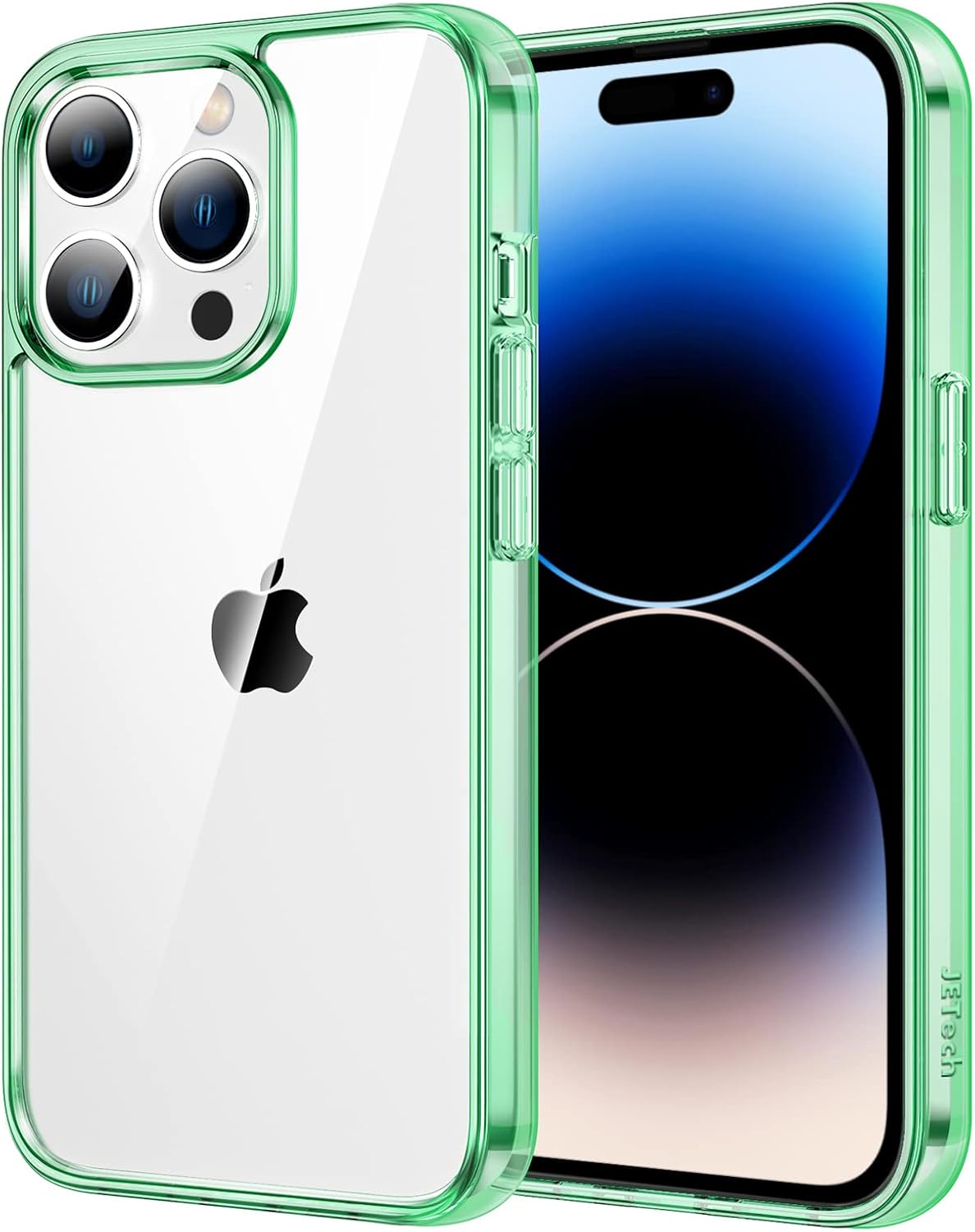 JETech Case for iPhone 14 Pro 6.1-Inch, Non-Yellowing Shockproof Phone Bumper Cover, Anti-Scratch Clear Back (Midnight Green)
