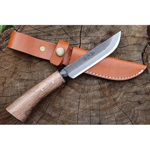 土佐四万十渓流ナイフ105[黒丸輪/黒槌目]ダマスカス15層青紙2号鋼