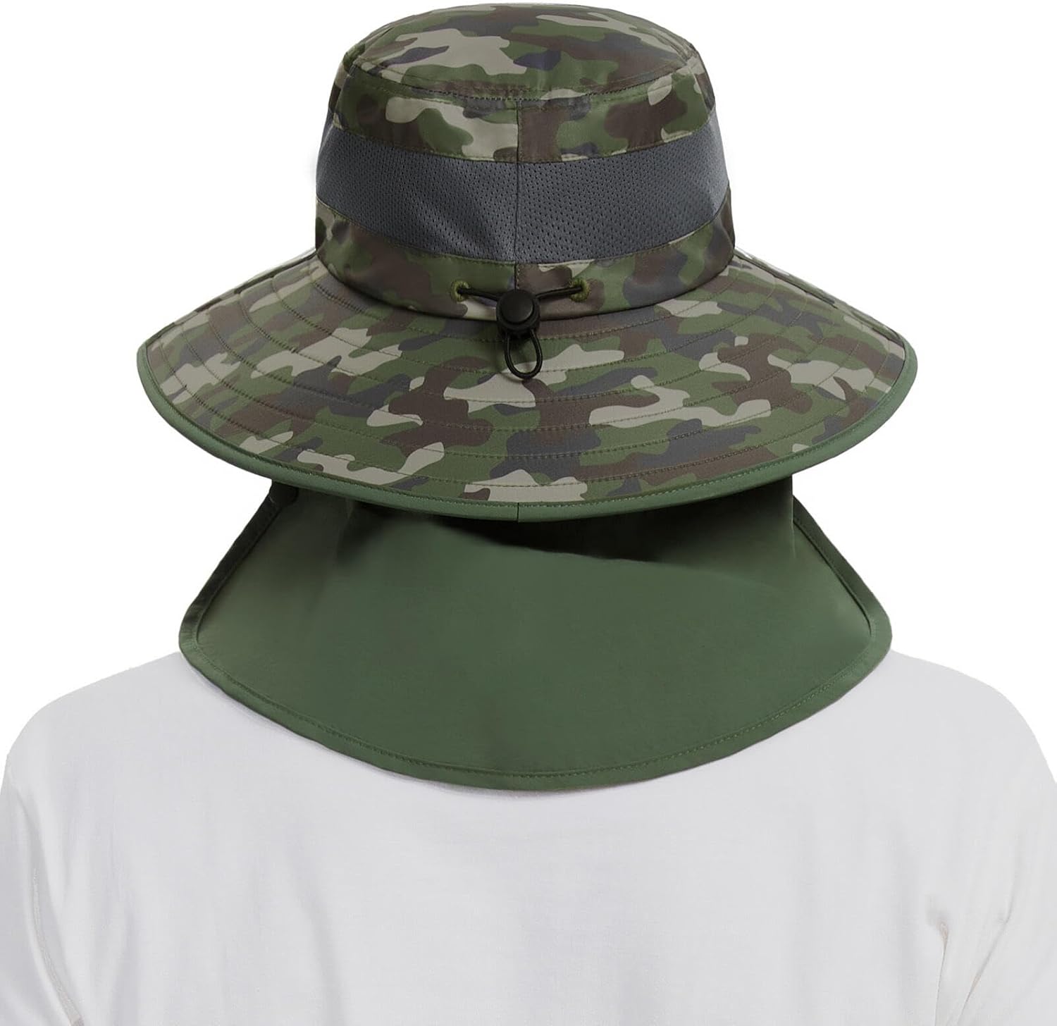 BASSDASH UPF 50+ Breathable Sun Hat with Removable Face Cover and Neck Flap Wide Brim Bucket Hat for Fishing Hiking Men Women