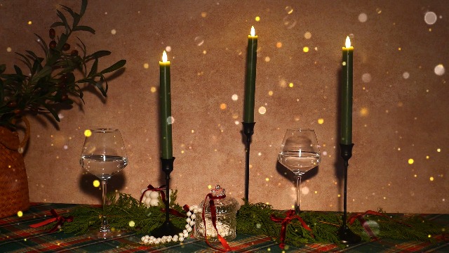 Image of Upgraded Real Wax LED Flameless Green Taper Candles with Remote, KSWING 6 PCS Candlesticks Battery Operated 3D Flickering - 9.6 inch Long Realistic Fake Candle Sticks for Home /Wedding /Fireplace Xmas Decor