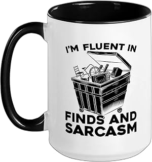 Recycling Adventure - Upcycling Dumpster Diving Ceramic Mug, Black/White, 15oz