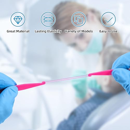 Miniatura 8 de Annhua Bandas elásticas de ortodoncia, 500 unidades (3.5 onzas, 14 pulgadas), bandas de tracción de goma dental, bandas para huecos dentales, aseo