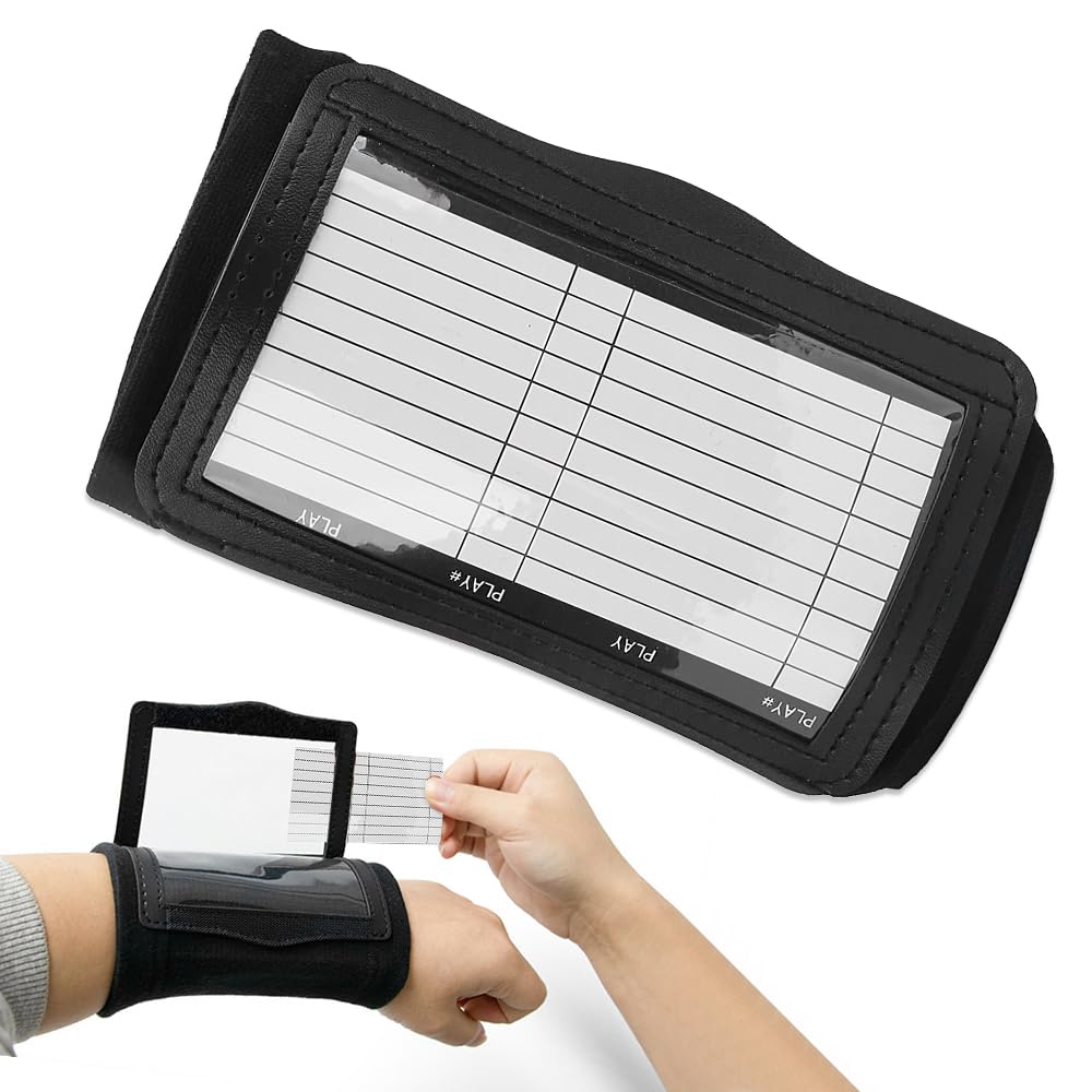 Wristband Playbook, Sports Wristband Playbook Football Play Braccialetti Giovani Quarterback Gear Professionale Allenatore da Polso Giocare a Polsini da Polso (Nero)