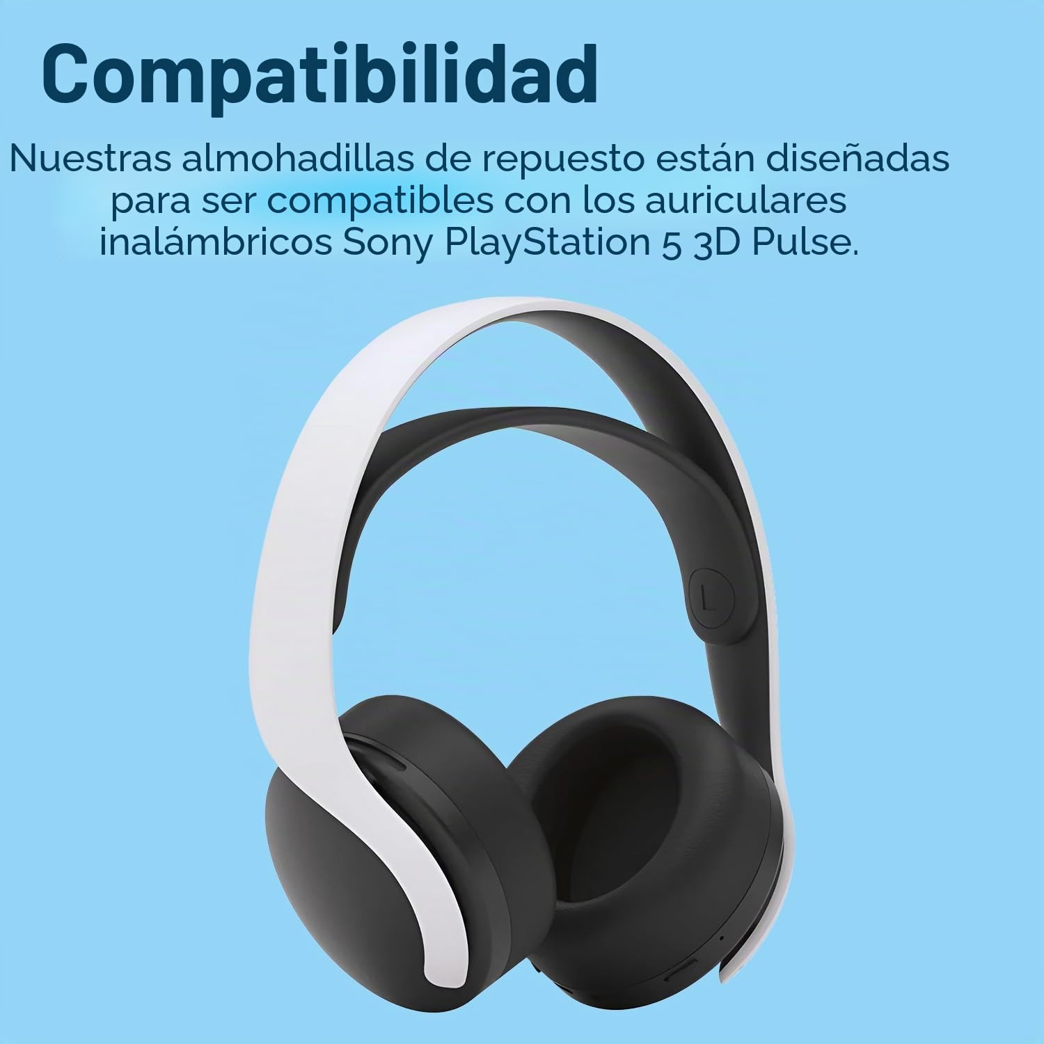 Almohadillas de Repuesto para Sony PlayStation 5 3D Pulse Wireless Headset PS5 Auriculares de MMOBIEL - Protein PU Almohadilla Auriculares - Cascos Cojines – Negro (Protein PU)