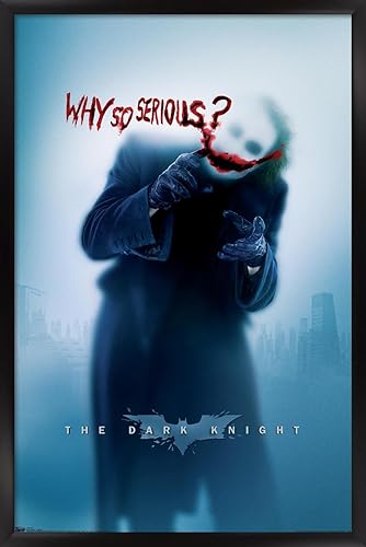 Trends International DC Comics - Póster de pared de The Dark Knight - The Joker - Why So Serious, 22.375 x 34 pulgadas, versión enmarcada en negro