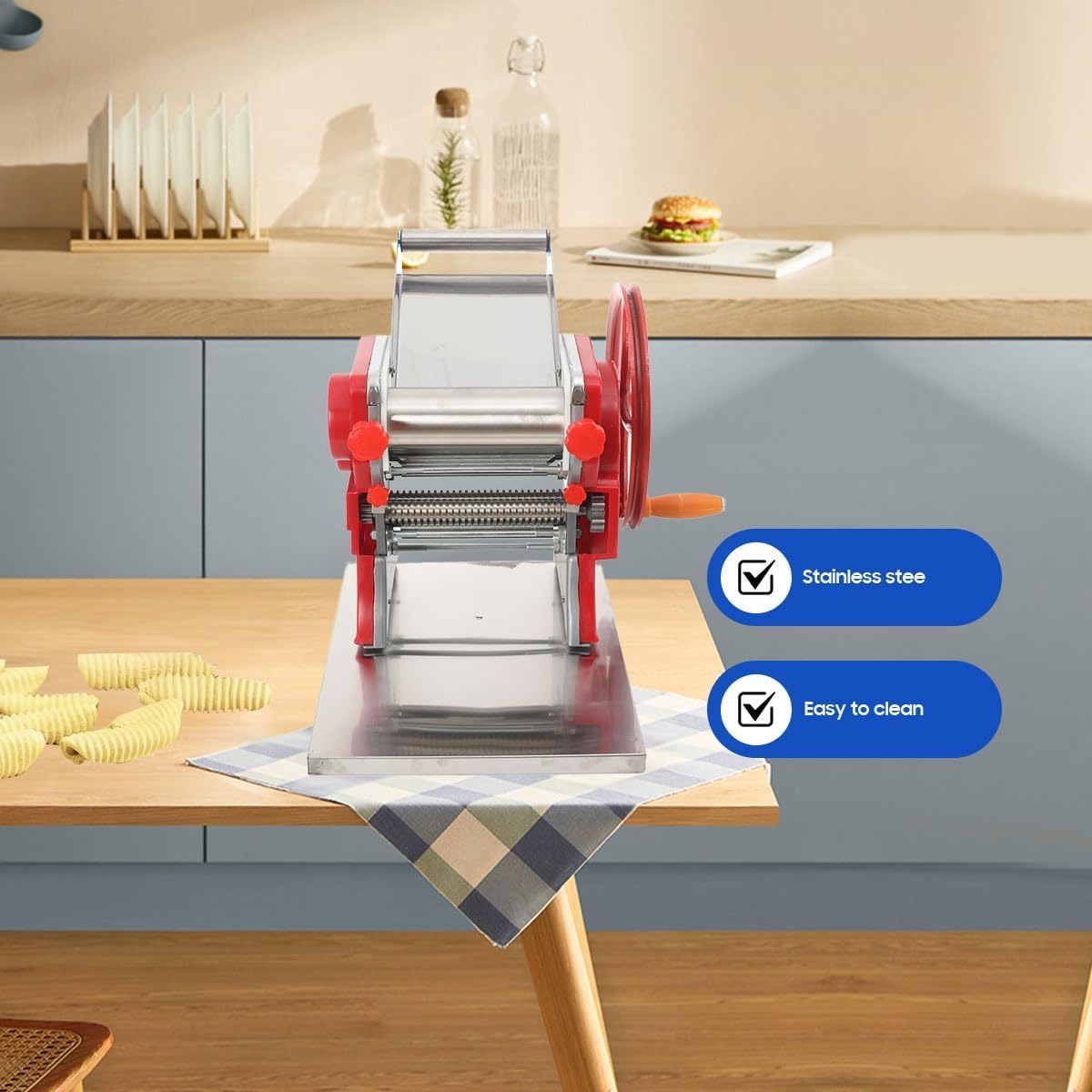 TYH Sfoglieria Manuale, Macchina per Pasta da 16 Cm, Spessore 3 Mm, Macchina per Pasta con Spessore Regolabile, per Uso Commerciale E Domestico, per Spaghetti, Fettuccine, Lasagne O Ravioli