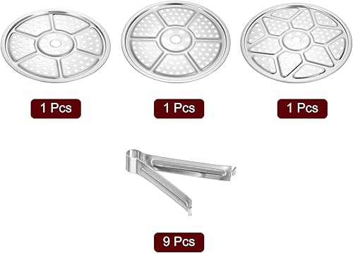 Miniatura 8 de uxcell Estante de vapor de acero inoxidable con soporte, bandeja de vapor de olla de 8.6 pulgadas9.5 pulgadas10.2 pulgadas para olla de vapor para