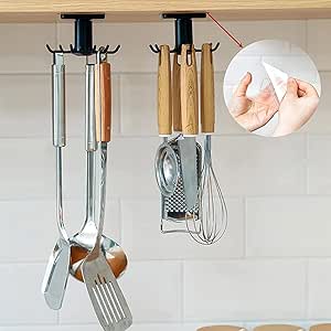 Hakenleiste Küche Ohne Bohren - 6 Bewegliche Haken Für Küchenutensilien